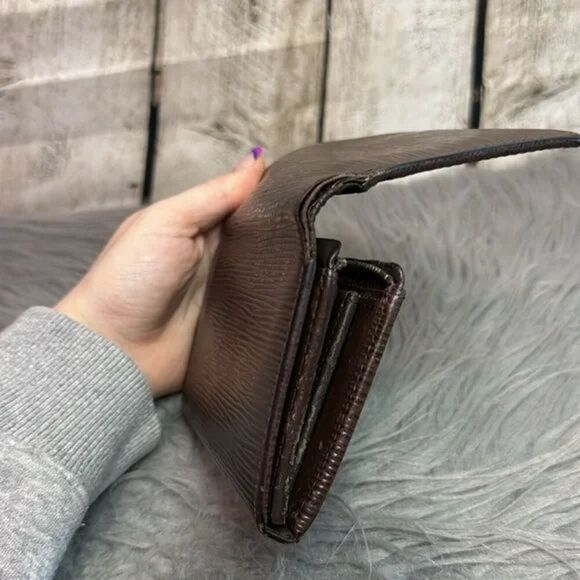 Louis Vuitton Epi Tressor Wallet Brown Leather Authentic Approx 6 x 4 Inches - Picture 14 of 15